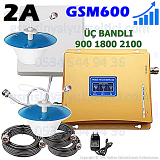 GSM Üç Bandlı Sinyal Yükseltici - 2 İç Antenli
