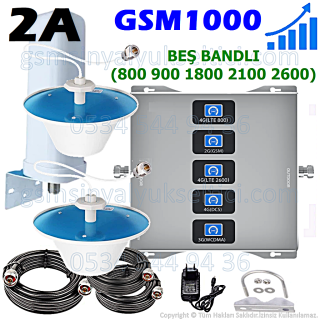 GSM Beş Bandlı Sinyal Yükseltici - 2 İç Antenli