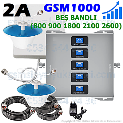 GSM Beş Bandlı Sinyal Yükseltici - 2 İç Antenli
